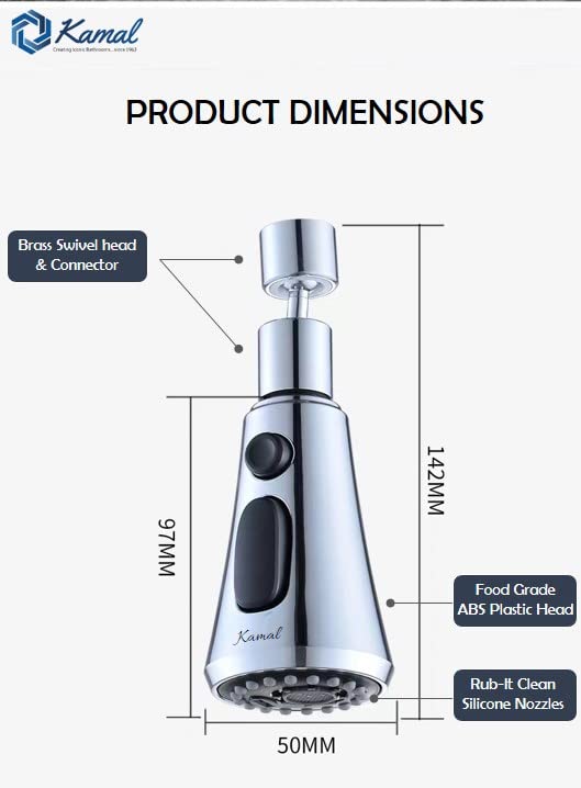 360 Degree Movable Faucet Aerator Infinity | 3 Mode Jet X-Cross Eco-Mist | Infinity - 3 Flow | 3 Modes Water Faucet Sprayer | Dual Flow Aerator Kitchen Sink Faucet Shower