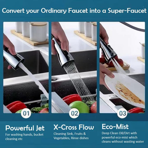 360 Degree Movable Faucet Aerator Infinity | 3 Mode Jet X-Cross Eco-Mist | Infinity - 3 Flow | 3 Modes Water Faucet Sprayer | Dual Flow Aerator Kitchen Sink Faucet Shower